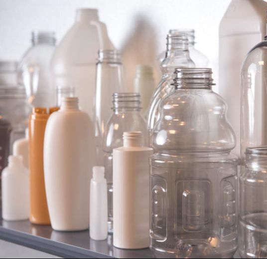 Plastic concept bottles on display