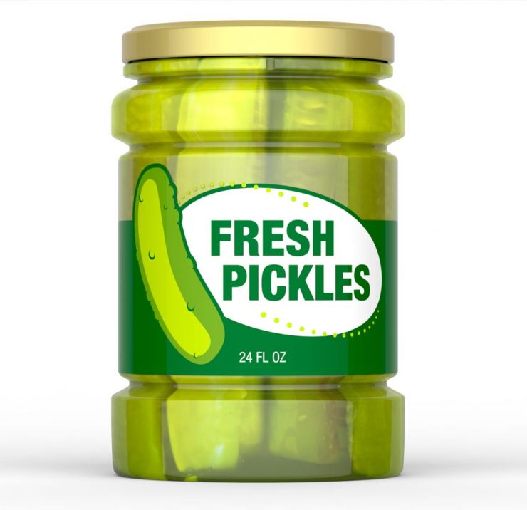 Pickles in a plastic jar