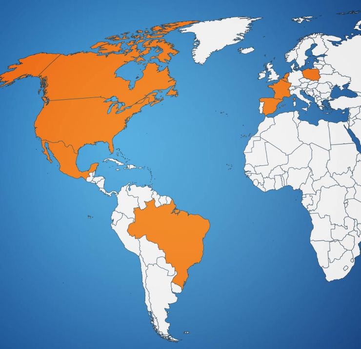 Graham locations on map of world