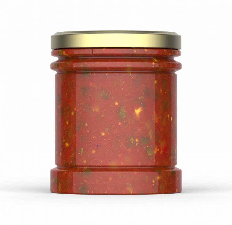 Tomato sauce in plastic jars