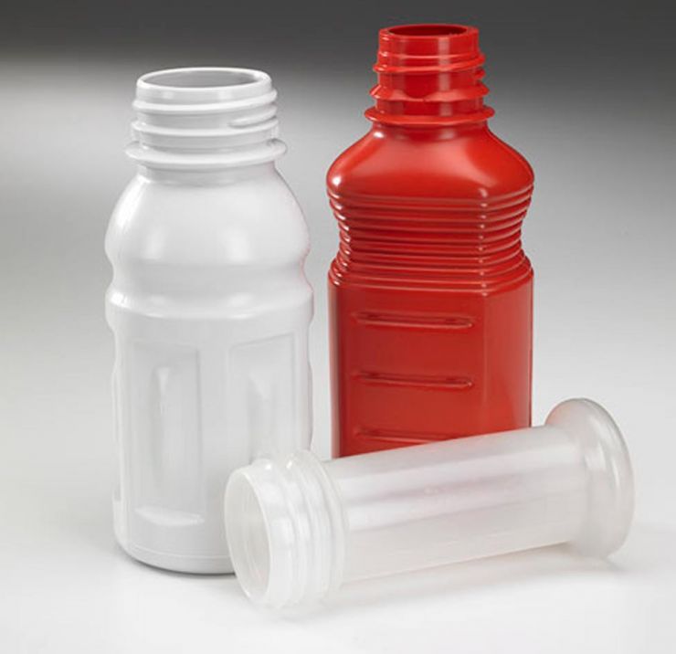 White and red plastic bottles